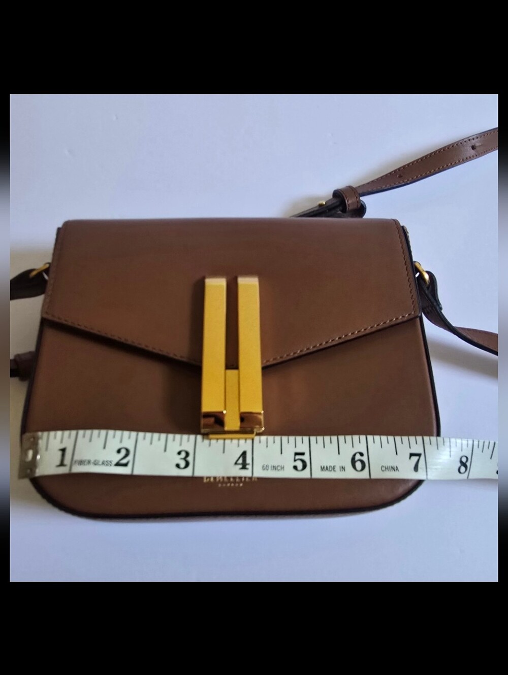 DeMellier  Small Vancouver Leather Crossbody Bag Tan - Picture 9 of 11